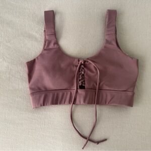 Guess Mauve-Pink Lace-Up Sports Bra